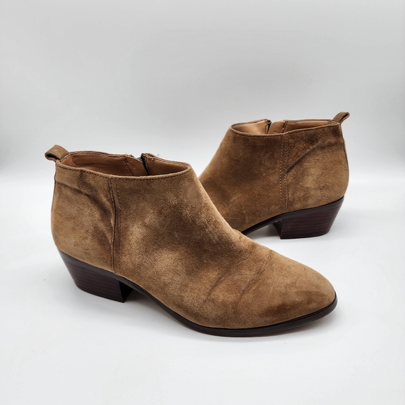 J. Crew Sawyer Suede Leather Ankle Booties Tan Size Women's 7.5 - Picture 2 of 11